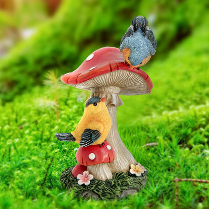 Leekung Bird Garden Statue for Outdoor Decorations,Bird Figurines Mushroom Statue for Garden Decor,Birds Decoration for Garden Patio Yard Lawn Home Shelf Decor Accent,Birds Gifts for Mom