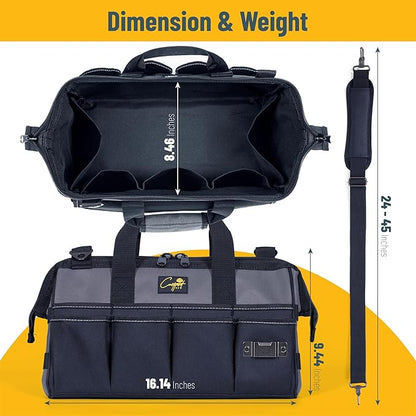 Garden Tool Bag Organizer – 13 Pocket Heavy-Duty Gardening Tote with 7 Outer & 6 Inner Compartments, Anti-Slip Base, Adjustable Shoulder Strap & Belt – Garden Organizers and Storage (Grey)