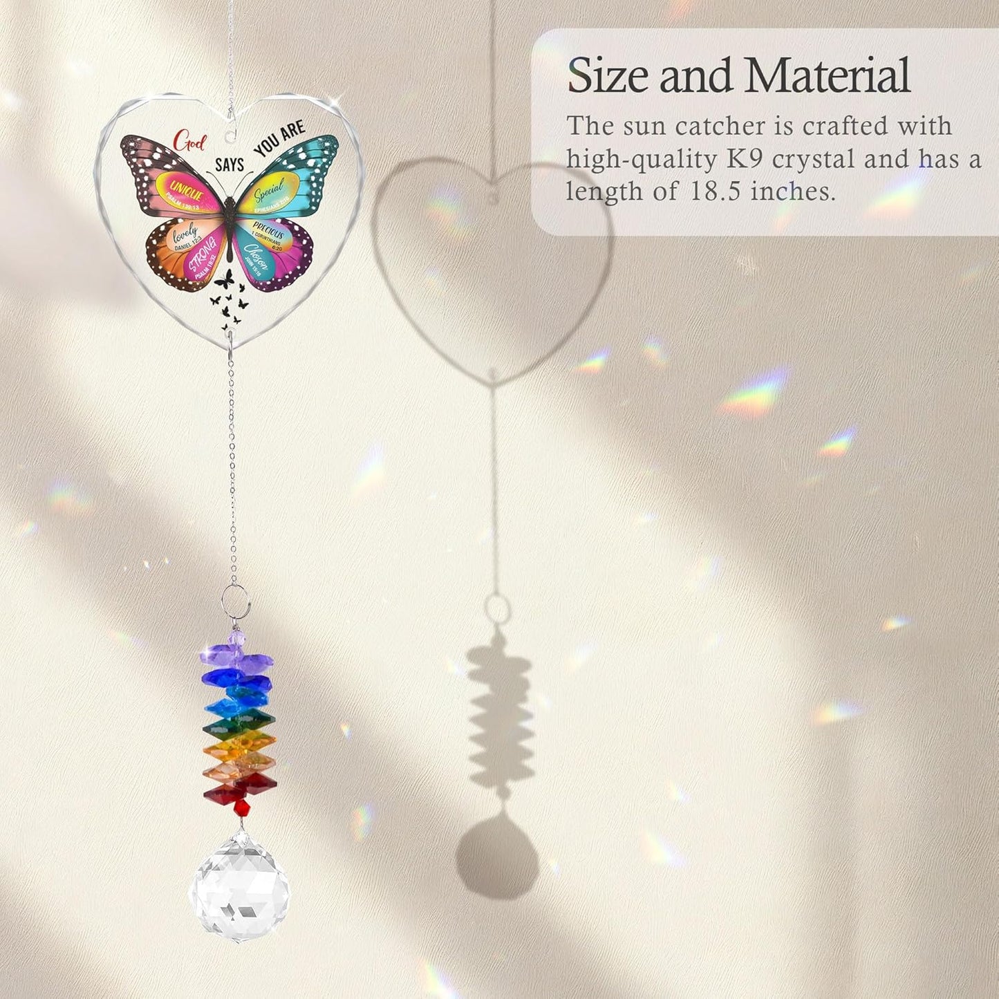 Glass Ornament Suncatcher - Appreciation Gift - Unique Presents - Encouragement Butterfly Inspirational Gifts for Friends, Mom, Sister, Girl, Female Coworker, Christian