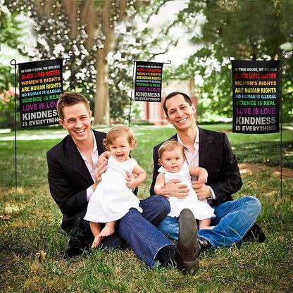 Pride Flag Garden Flags for in This House We Believe Science Is Real Black Lives Matter Vertical Double Sided 12.5"X18" Indoor Yard Outdoor Decoration