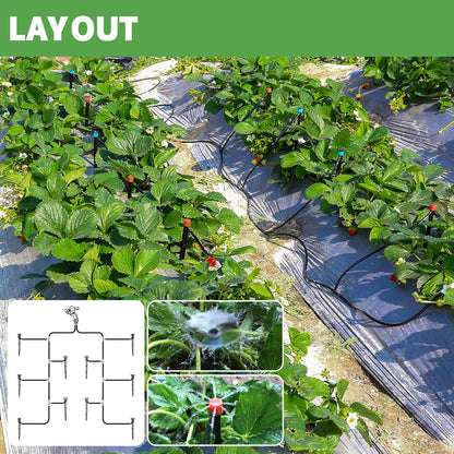 55ft Drip Irrigation System Kit, Garden Watering System DIY Automatic Irrigation Equipment Set for Lawn Raised Bed Greenhouse Plant Watering with 1/4'' Tubing, Drip Emitters, Connectors