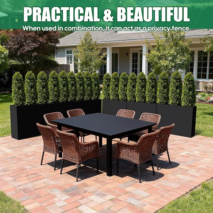 Large Metal Planter Box for Outdoor 30" Lx10“Wx24”H, Tall Rectangular Planters for Outdoor Patio/Porch/Cafe, All-Weather Durable Galvanized Steel, Modern Design for Plants, Flower,Garden, Black