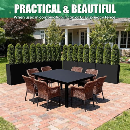 Large Metal Planter Box for Outdoor 30" Lx10“Wx24”H, Tall Rectangular Planters for Outdoor Patio/Porch/Cafe, All-Weather Durable Galvanized Steel, Modern Design for Plants, Flower,Garden, Black