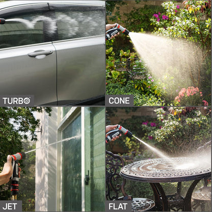 Eden 94844 Heavy Duty Metal Garden Hose Nozzle,HIGH Pressure 4-Pattern Watering Sprayer W/Quick Connector Set for Watering Garden, Lawns, Plants, Showering Pets, Washing Car