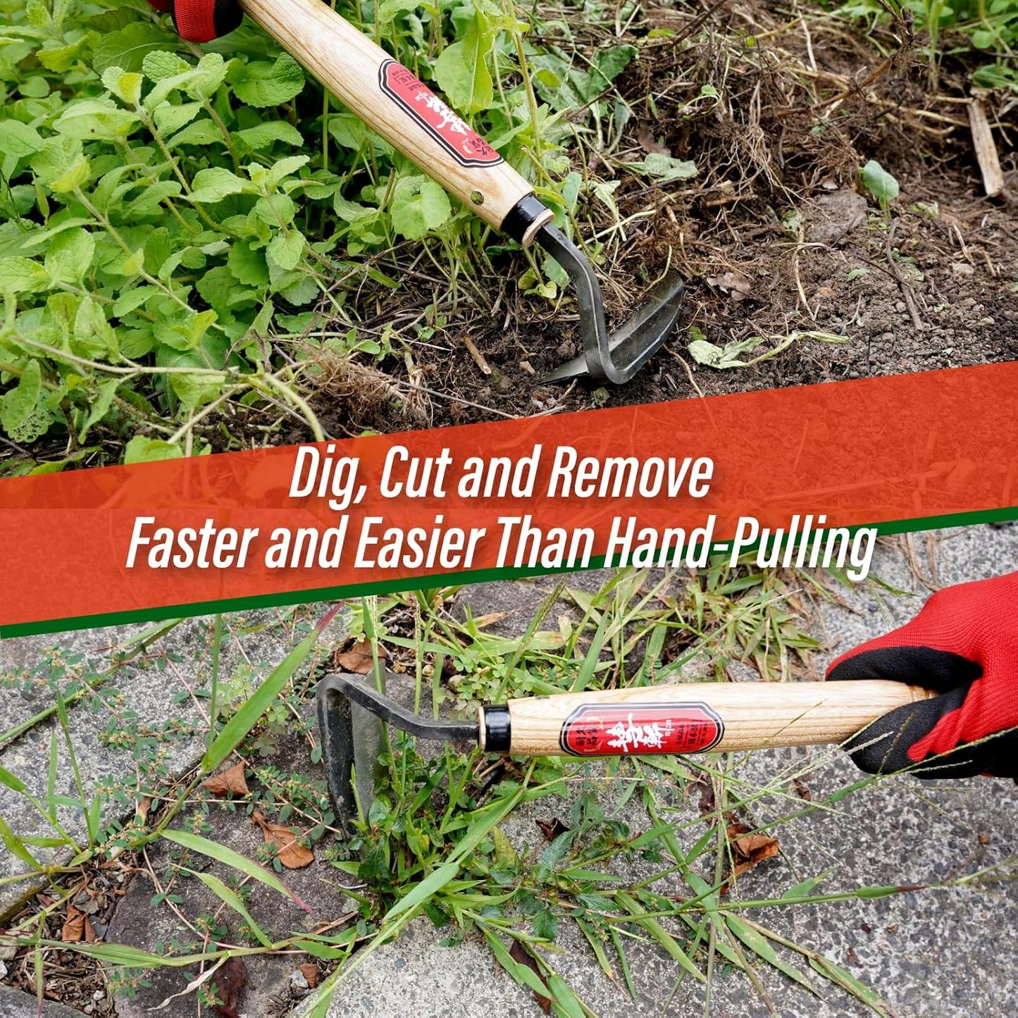 SUIZAN Nejiri Kama Weeding Sickle 13" - Professional Japanese Hand Weed Puller Garden Hoe Gardening Tools