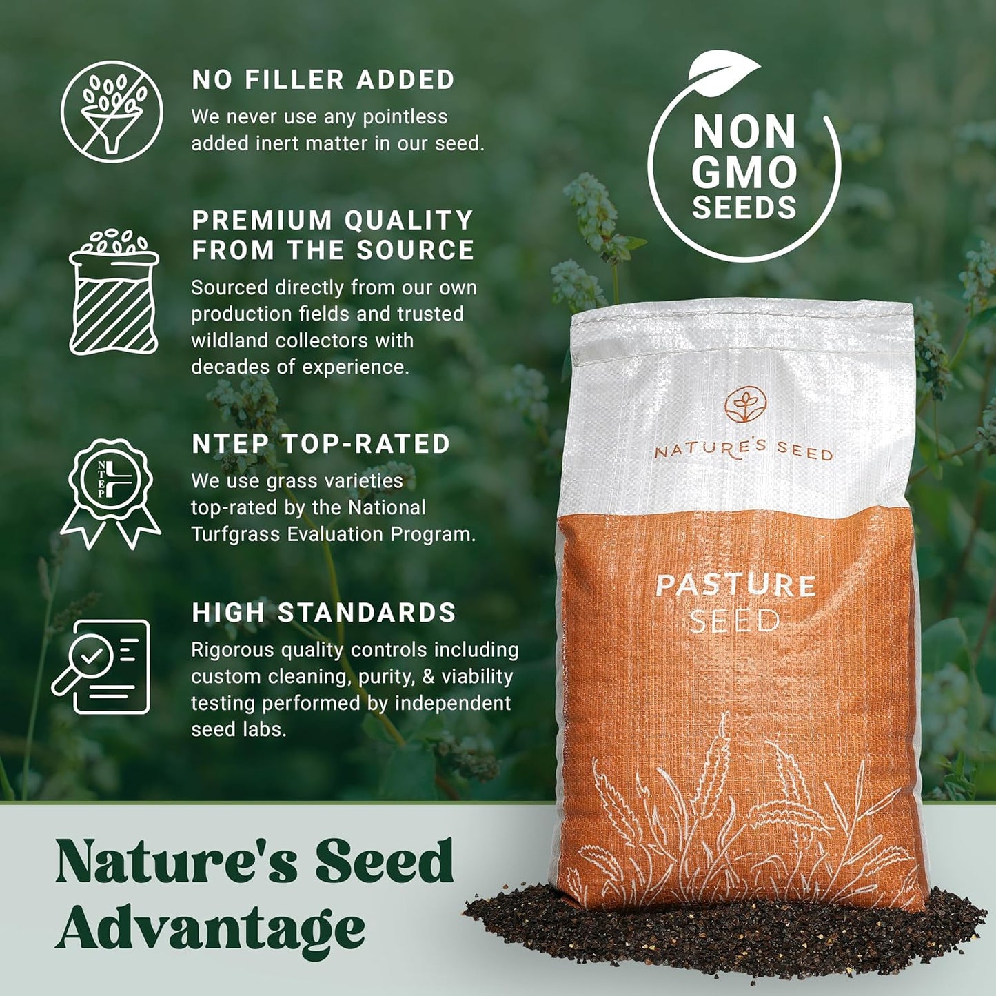 Nature’s Seed Common Buckwheat Seeds for Planting, Wildlife Food Plot, Cover Crop, Green Manure, Pasture, 5 Lbs