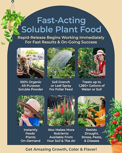 Organic Plant Magic - Truly Organic™ Fast-Acting Soluble Plant Food: All-Purpose Fertilizer Concentrate for All Flower Vegetable Herb Fruit Tree Shrub Container Garden & House Plants [20 lb Bucket]