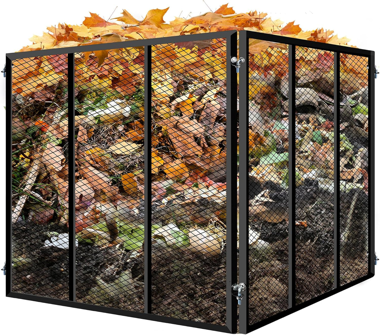 Large Compost Bin Outdoor - 158 Gallon Metal Wire Mesh Compost Bins with Rust-Proof Coating, Easy to Assemble Square Garden Compost Bin for Yard Waste, Leaves & Kitchen Scraps, 35x35x30 Inches