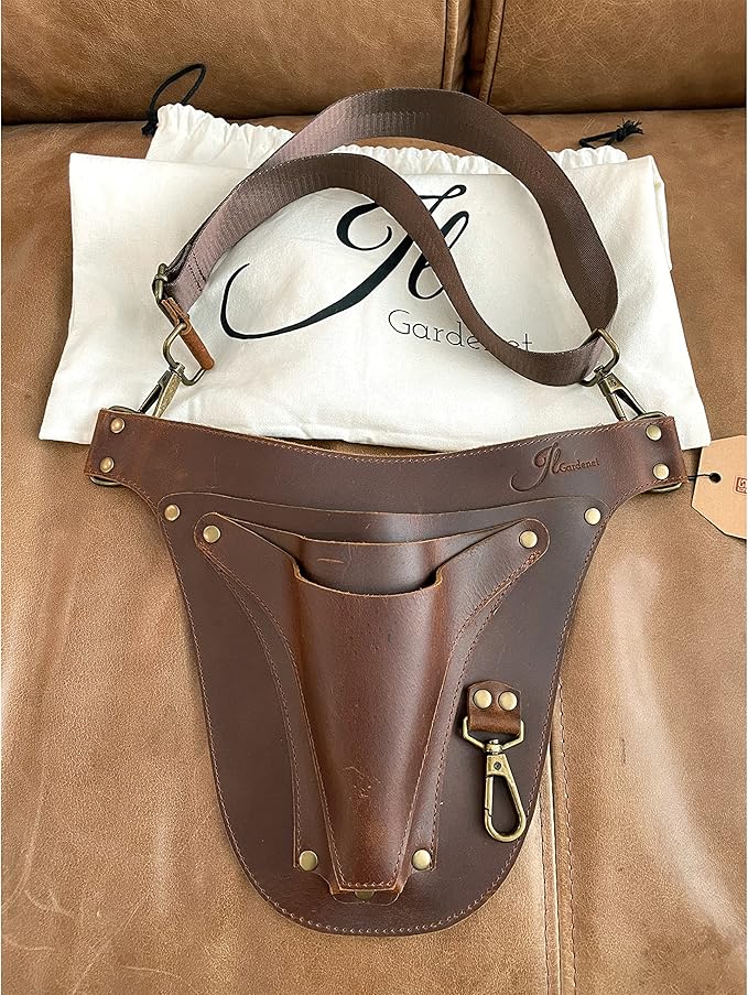 Garden Tool Belt, Handmade Premium Leather with Pouches Pockets Holster for Women & Men, Gardeners, Florists, Electrician, Carpenter, Farmer, Landscaper