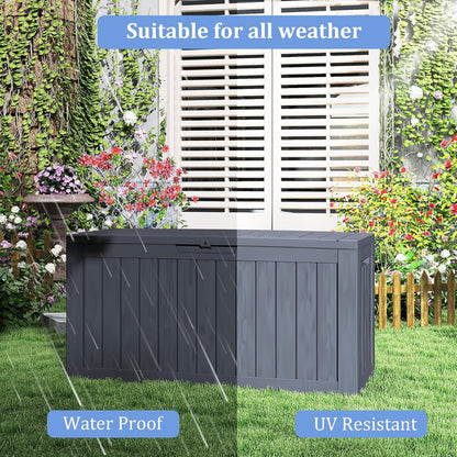 TARKARI 90 Gallon Lockable Resin Deck Box with Wheels, Waterproof & UV-Resistant Outdoor Storage Box for Outdoor Cushion Storage, Garden Tools & Pool Accessories Storage, Black