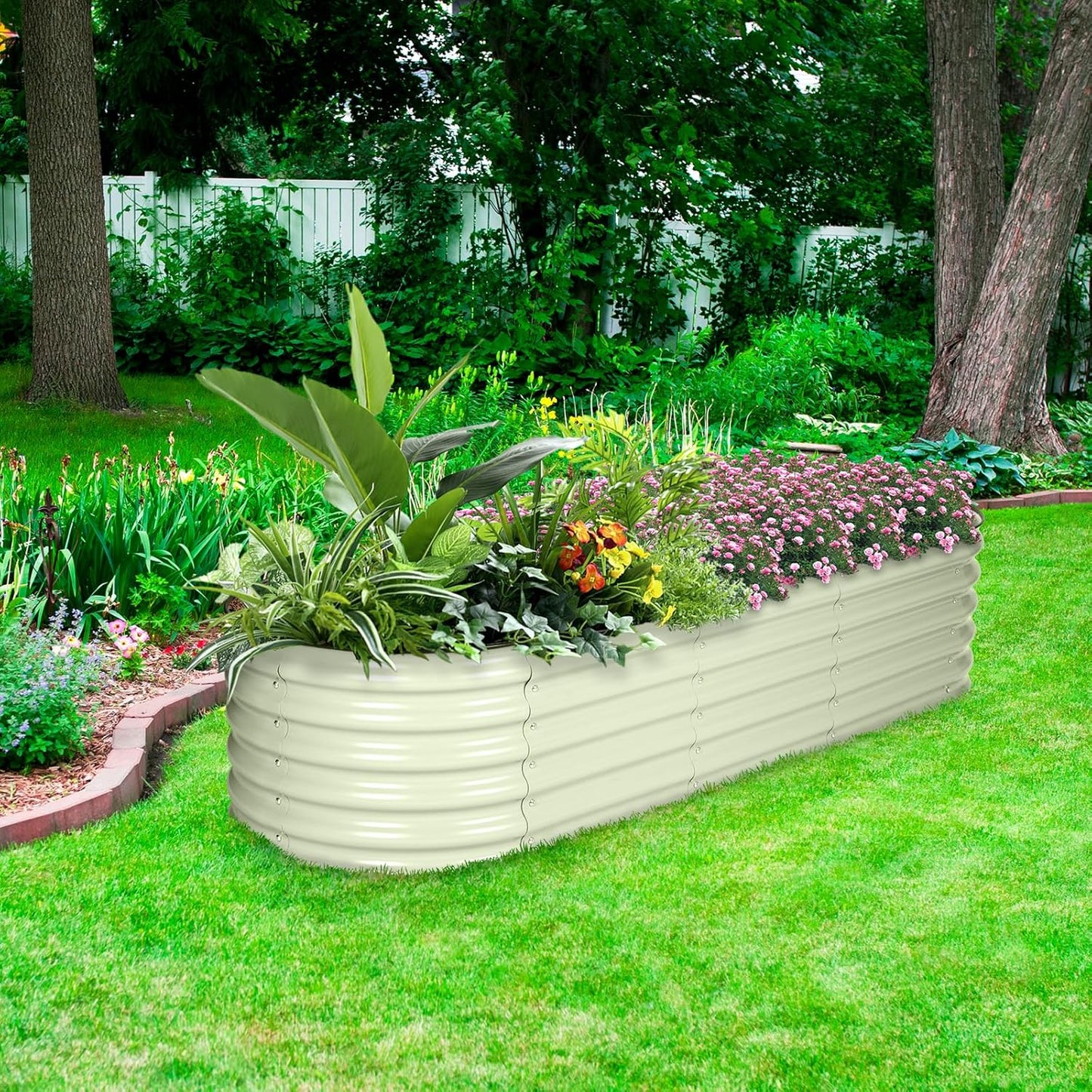 BPS 6-in-1 Metal Raised Garden Bed, 5.5x4 FT Galvanized Planter Raised Beds for Vegetables, Flowers 17'' Extra Tall