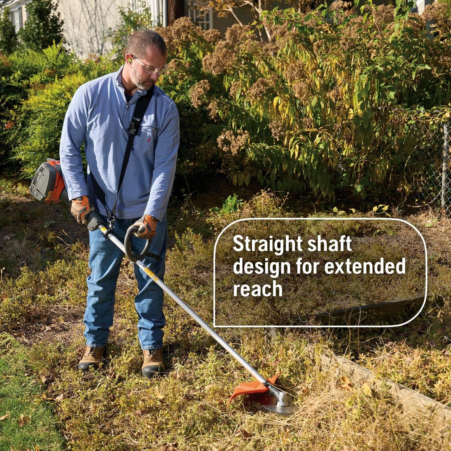 Husqvarna 122RJ Brushcutter, Multi-Purpose Gas Brush Cutter Tool with String Trimmer Head and Grass Blade, Includes Adjustable Harness for Additional Support, 970732503