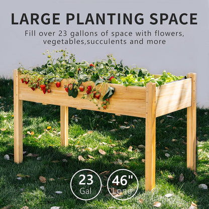 Premium Fir Wooden Raised Garden Bed with Four Legs for Backyard and Balcony Gardening,Suitable for Indoor and Outdoor use,49.5''×23.5''×30''
