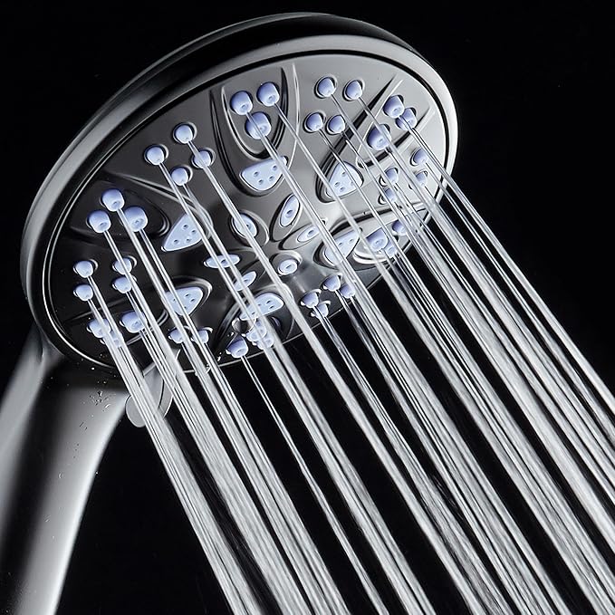 AquaDance Antimicrobial/Anti-Clog High-Pressure 6-setting Hand Shower with Nozzle Protection from Growth of Mold, Mildew & Bacteria for Stronger Shower! - Sunset Blue