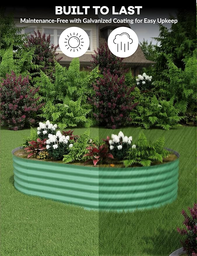 2 Pcs Raised Garden Beds Outdoor 8x4x1.5 ft - Galvanized Steel Planter Box for Vegetables, Flowers, Rust-Resistant Garden Box, Easy Assembly Raised Beds, Durable Planters for Outdoor Plants, Green