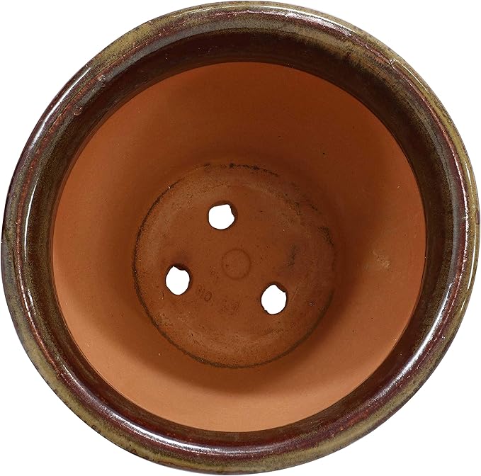 Sunnydaze Large Ceramic Plant Pot - Round Outdoor Glazed Ceramic Planter Pot with Drainage - Studio - Forest Lake Green - 14.5"
