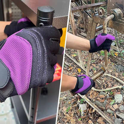 Safety Work Gloves,Multipurpose Working Gloves for Men,Multifunctional Synthetic Leather Spandex Mechanic Gloves,Gardening Glove Gifts for Men,Tounchscreen (Purple, Extra Large), 24096001-8