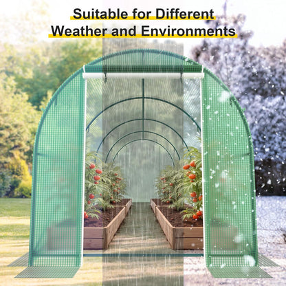 Greenhouse, 15’x7’x7’ Walk-in Greenhouse Heavy Duty Tunnel Green House with 6 Ventilated Mesh Windows & Zippered Roll-up Door, Large Plant Garden Hot House Outdoor with Reinforced Frame