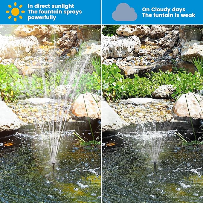 NFESOLAR Pond Filter Fountain, 20W Solar Filter Fountain with120 GPH Submersible Pump, 16.4ft Long Cable, 6.6ft Tubing for Outdoor Koi Pond, Fish Tank and Garden Water Features N3322