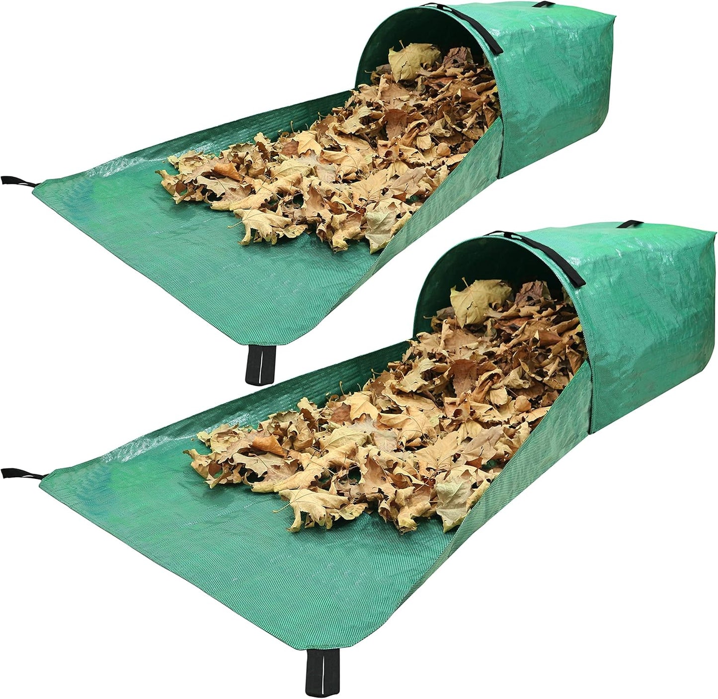 Gardzen 2-Pack Large Yard Dustpan-Type Garden Bag with Traps for Collecting Leaves - Reusable Heavy Duty Gardening Bags, Lawn Pool Garden Leaf Waste Bag - 53 Gallon Per Bag