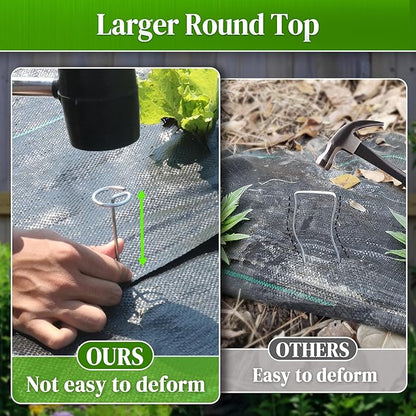 50 Pcs Landscape Fabric Pins,11 Gauge Circle Top Garden Staples, 6 inch Galvanized Landscape Fabric Stakes, Heavy Duty Yard Ground Pins for Outdoor Gardening Weed Barrier Sod