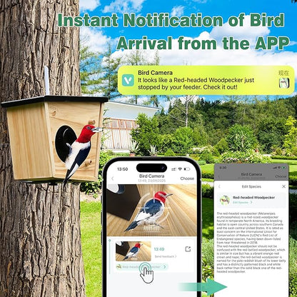 Smart Bird House with Camera, 2K HD Live View Birdhouse Camera with AI Recognition & Solar Powered, Perfect Viewing Bird Nesting and Hatching, Gift for Bird Lovers