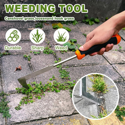 Weed Puller Tool,Portable Garden Weeder Tool,Crack Weeder Crevice, 4 Teeth Weeding Tool, L-Shaped Weeding Tool, Weeding Artifact Tool for Gardening(2 Pcs)