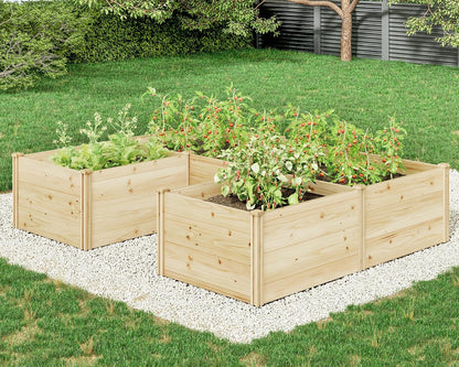 AMERLIFE U-Shaped Raised Garden Bed, 7.5Wx6Dx1.6H Free Combination Outdoor Wooden Raised Garden Bed Planter with 19.6" Depth Planter Box