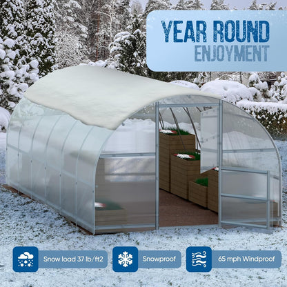 Polycarbonate Greenhouse Kit - Greenhouse - Easy Assembly & Heavy Duty Greenhouses for Outdoors- with Vents and Extra Door (Transparent, 10x13)