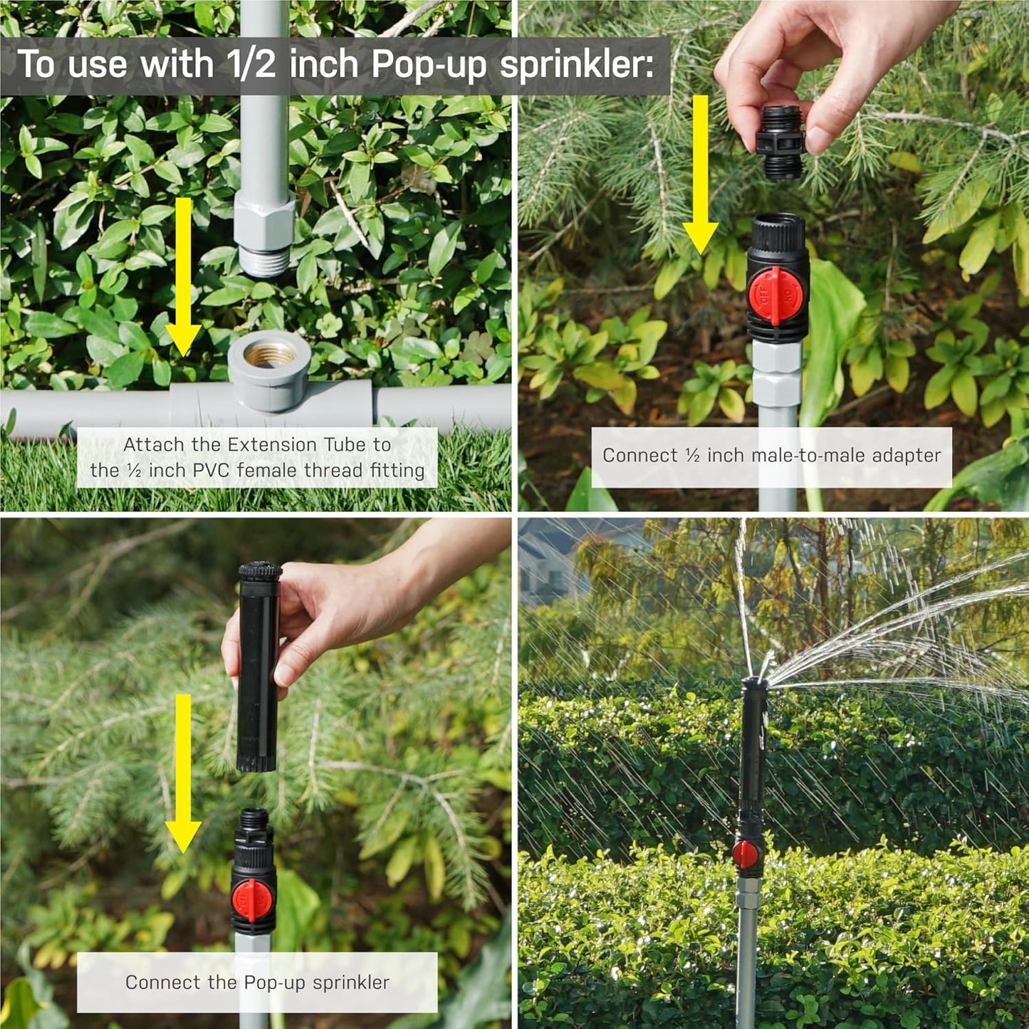 Eden 99989 Multi-Adjustable Sprinkler with Metal Extension Set (12 pcs), Connects to Most Standard (1/2 inch) Threaded Lawn and Garden Watering System