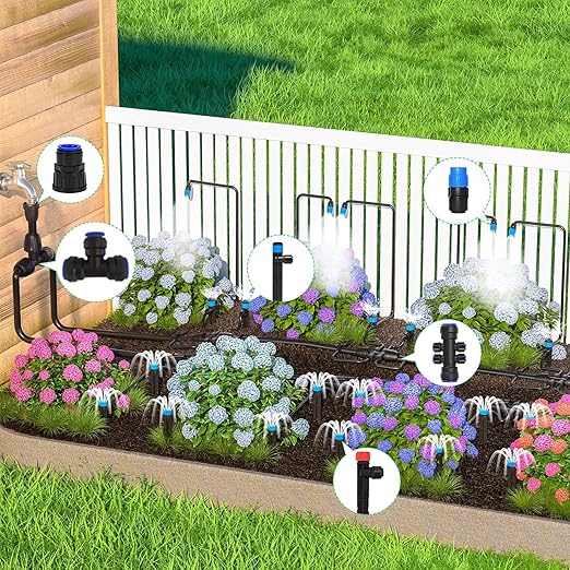 Quick-Connect Automatic Drip Irrigation System Kit – 230FT Garden Watering Kit with Adjustable Nozzles & Sprinklers for Greenhouse, Lawn, and Potted Plants Watering System