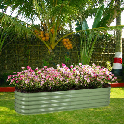 BPS 9-in-1 Metal Raised Garden Bed, 6x3 FT Galvanized Planter, Extra Tall 17" Design for Vegetables and Flowers