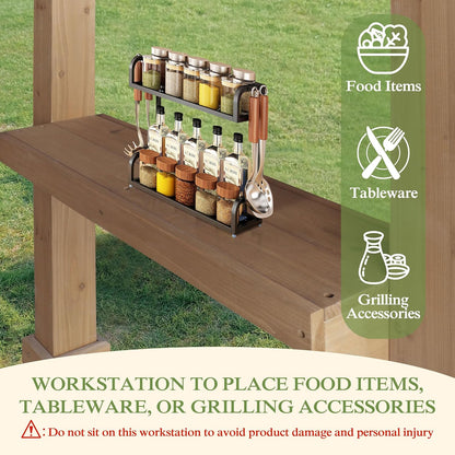 MUPATER 6 x 13 FT Wooden Grill Gazebo with Sloping Metal roof, Heavy Duty Hard Top Grill Gazebo Suitable for 2 Full-Size Grills, BBQ Canopy for Outdoor Patio, Lawn, Garden