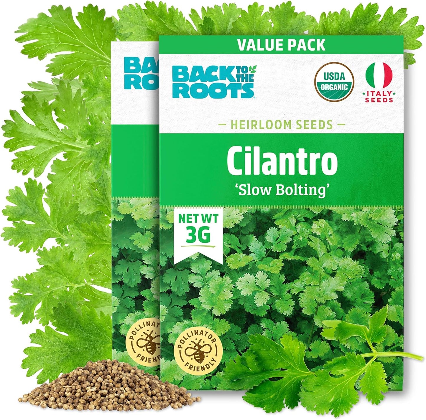 Back to the Roots 100% Organic Seed Packets Cilantro 'Slow Bolting' (Pack of 2)