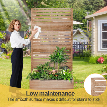 Raised Garden Bed with Trellis and Wheels,73"x47"x16" Metal Raised Garden Bed,Wood Finish Metal Planter with Climbing Trellis for Vines & Vegetables