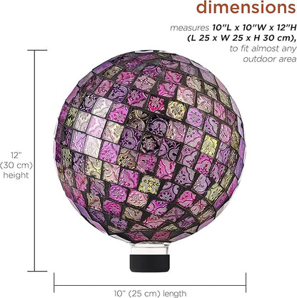 Alpine Corporation 10" Diameter Indoor/Outdoor Glass Mosaic Gazing Globe Yard Decoration, Pink