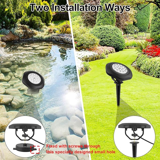 RGBW Pond Lights, 18 LED Super Bright Underwater Submersible Fountain Lights Color Changing Landscape Lighting Remote Control IP68 Waterproof for Fish Aquarium Tank Yard Garden Pool (Set of 6)