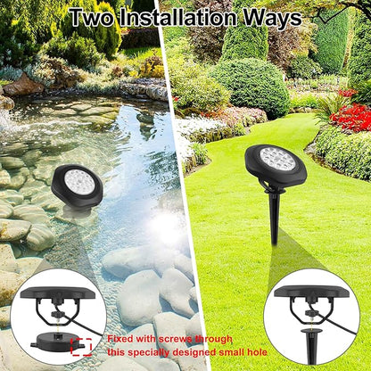 RGBW Pond Lights, 18 LED Super Bright Underwater Submersible Fountain Lights Color Changing Spotlights, 98ft Remote Control IP68 Waterproof for Fish Aquarium Tank Garden Yard Pool (Set of 5)