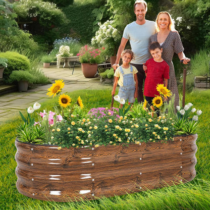 1MORE Galvanized Raised Garden Bed- Planter Garden Boxes Outdoor, Raised Beds for Gardening, 4x2x1ft Metal Garden Bed Kit for Vegetables Flower, Planter Raised Beds with Tools.Grain