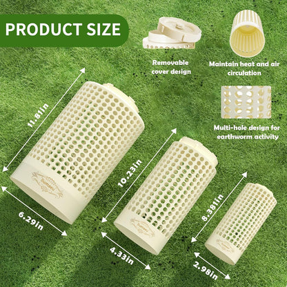 Underground Worm Farm, Garden Mini vermicomposting bin for use in Outdoor Gardening from Kitchen Food Waste, with Holes and lid11.81IN+10.23IN+8.38IN（3PC）