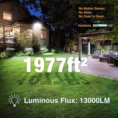 Onforu 130W LED Security Light, 13000LM Outdoor Indoor Flood Light Switch Controlled, IP65 Waterproof LED Exterior Floodlight, 6500K White Wall Mount Security Lighting for Entryway,Garage,Yard,Eave