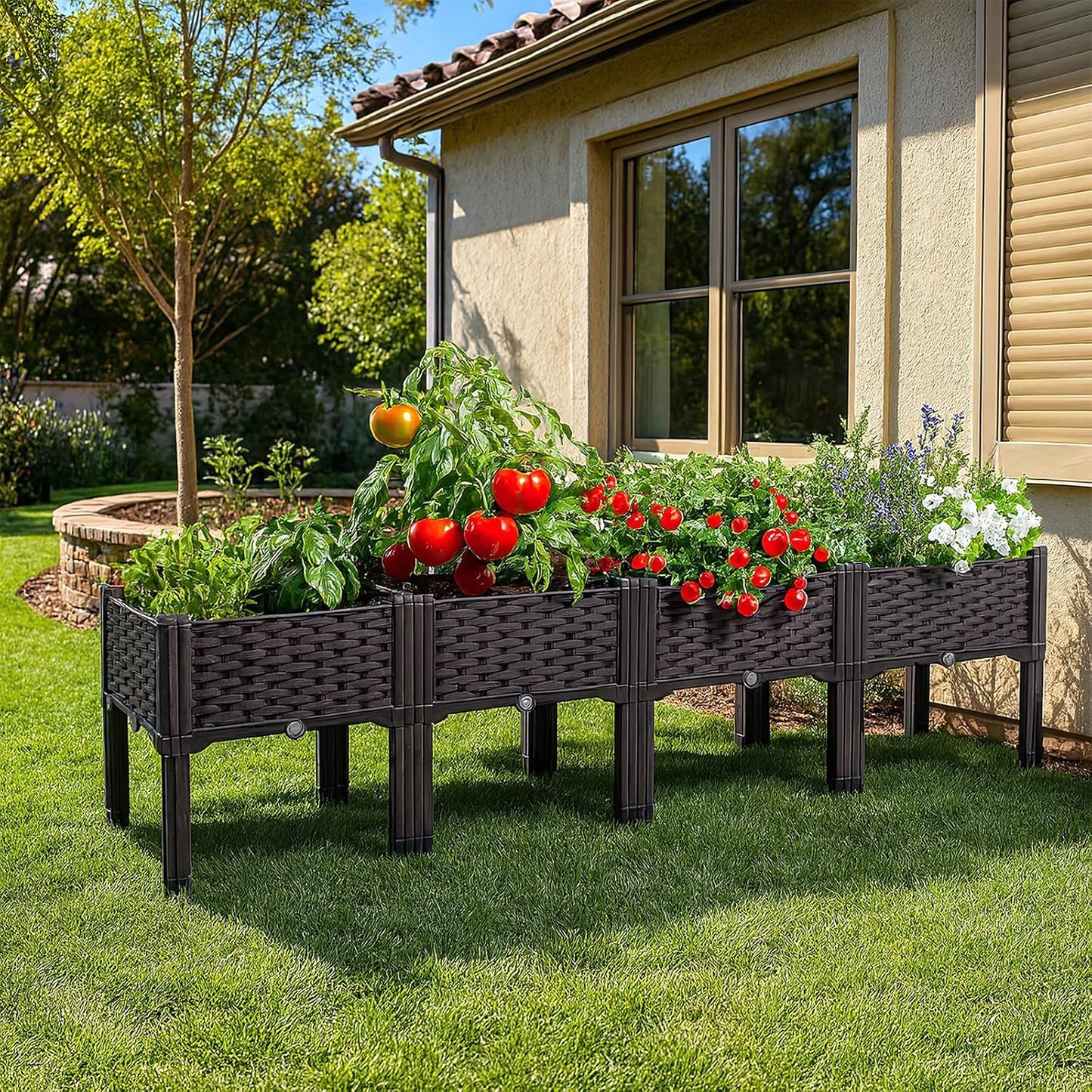 Raised Garden Bed with Legs, Large Planter Box Raised Garden Beds Outdoor, Rectangular Elevated Planter Box for Gardening Vegetables, Flowers, Fruits and Plants (63”*15.7”*14.5”)