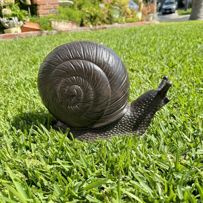 Cast Iron Snail Sculpture (8.1" Tall) - Rust Brown Unique Garden and Indoor/Outdoor Decorative Ornament Statue HC8431