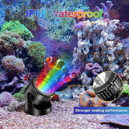 POPOSOAP RGB Underwater Pond Lights with Timer, 20 Colors Dimmable Submersible Led Fountain Lights with IP68 Waterproof, Support Remote Control for Outdoor Ponds Aquarium Garden Pool (4 Set)