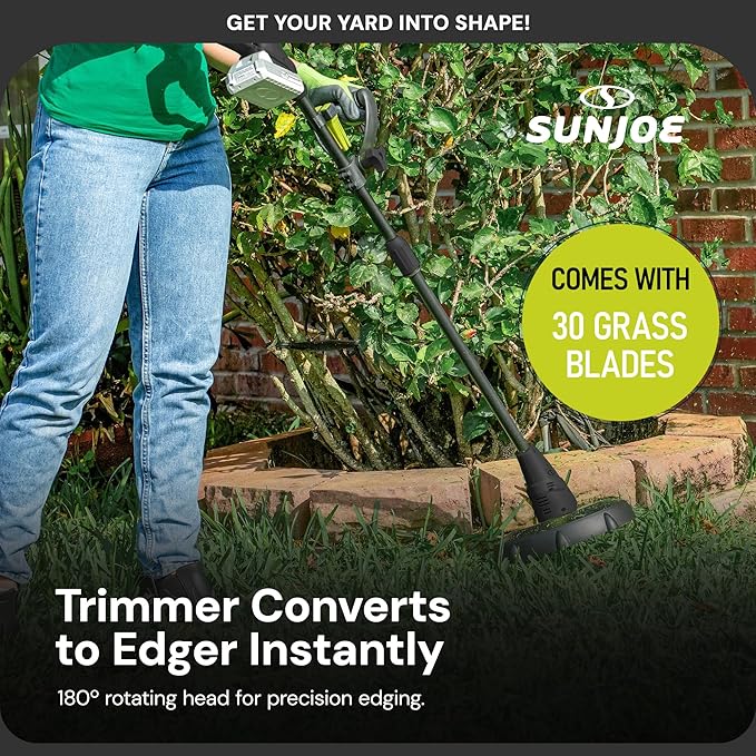 Sun Joe 24V IONMAX Cordless Leaf Blower, Grass and Hedge Trimmer Outdoor Garden Combo Power Tool Kit with Batteries and Charger, 24V-GT4MAX-LTE