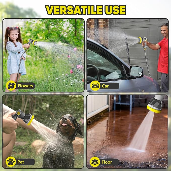 SILVEL Retractable Garden Hose Reel – 5/8 in x 110FT Heavy Duty Automatic Hose Reel Wall Mounted, UV Resistant with 10 Pattern Nozzle, Any Length Lock & Slow Return System, 180°Swivel Bracket, Yellow