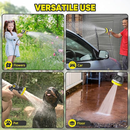 SILVEL Retractable Garden Hose Reel – 5/8 in x 110FT Heavy Duty Automatic Hose Reel Wall Mounted, UV Resistant with 10 Pattern Nozzle, Any Length Lock & Slow Return System, 180°Swivel Bracket, Yellow