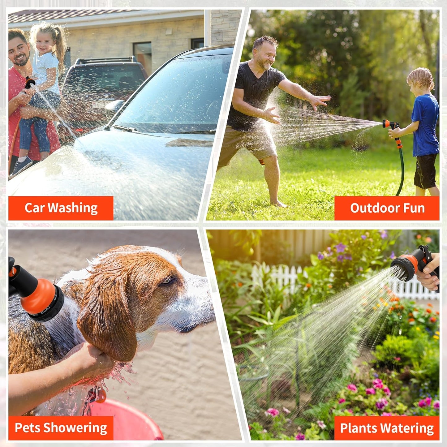 NEXCOVER Hose Nozzle 2PK, Garden Hose Nozzle with 7 Adjustable Watering Patterns, ABS Hose Nozzle Sprayer, Non-Slip Water Spray Nozzle for Watering Plants & Lawns, Cleaning, Washing Pets & Cars