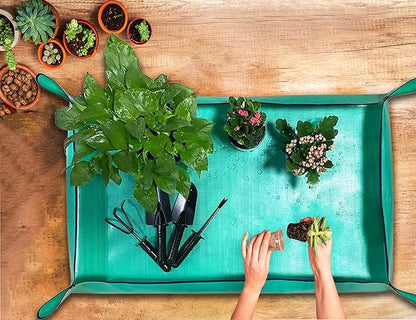 2 PCS Plant Repotting Mat for Indoor Plants, 43" X 29" Thickened Foldable Waterproof Plant Potting Tray and Mess Control, Portable Potting Mat Gardening Tray for House Plants Succulents, Extra Large