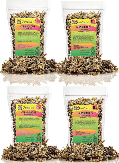 Gardenera Sphagnum Moss Potting Mix for Carnivorous Plants - 20 Quart - Moss and Perlite Blend for Potting Venus Fly Traps, Sarracenia, Pitcher Plants (4 Bags of 5QT)